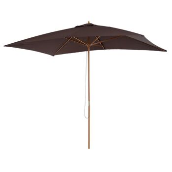 Parasol droit hexagonal bois polyester haute densité 2,95 x 2 x 2,55 m chocolat 1