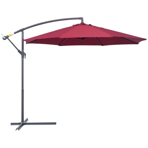 Parasol déporté octogonal à manivelle inclinable manivelle avec pied en acier diamètre 3 m rouge