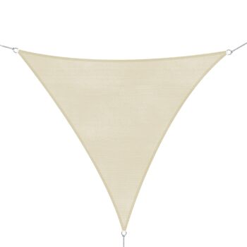 Voile d'ombrage triangulaire grande taille 3 x 3 x 3 m polyéthylène haute densité résistant aux UV coloris crème 1