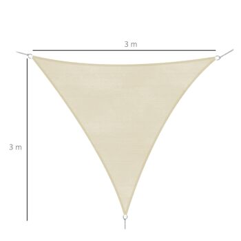 Voile d'ombrage triangulaire grande taille 3 x 3 x 3 m polyéthylène haute densité résistant aux UV coloris crème 3