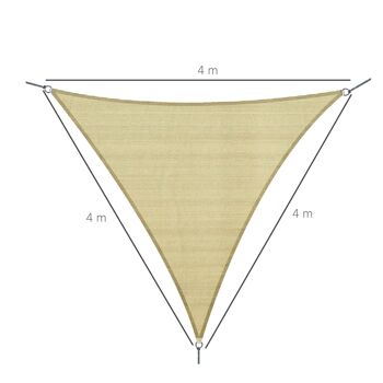 Voile d'ombrage triangulaire grande taille 4 x 4 x 4 m polyéthylène haute densité résistant aux UV coloris sable 3