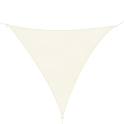 Large triangular shade sail 4 x 4 x 4 m high density polyethylene UV resistant cream