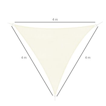 Voile d'ombrage triangulaire grande taille 4 x 4 x 4 m polyéthylène haute densité résistant aux UV crème 3