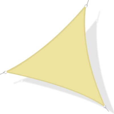 Large size triangular shade sail 6 x 6 x 6 m high density waterproof polyester 160 g/m² sand