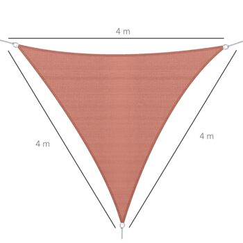 Voile d'ombrage triangulaire grande taille 4 x 4 x 4 m polyéthylène haute densité résistant aux UV rouille 3