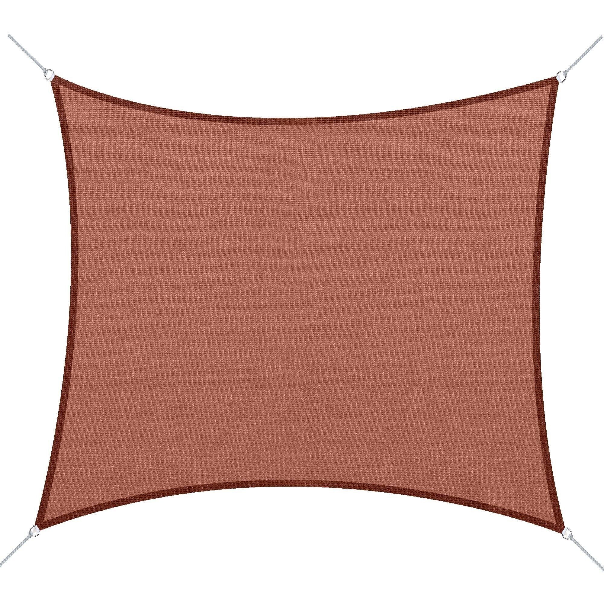 Vela ombreggiante rettangolare 3 x 4 m in polietilene ad alta densità resistente ai raggi UV rosso