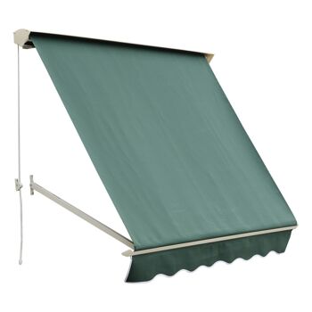 Store banne manuel inclinaison réglable aluminium polyester imperméabilisé 70L x 180l cm vert 1