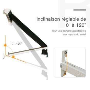 Store banne manuel inclinaison réglable aluminium polyester imperméabilisé 70L x 180l cm vert 5