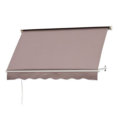 Manual awning adjustable tilt waterproof polyester aluminum 70L x 180L cm light taupe