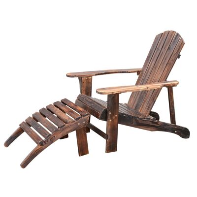 Adirondack silla de jardín tumbona silla de playa con taburete de madera de abeto