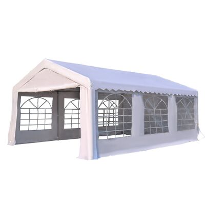 Empfangszelt, Gartenpavillon, 4 abnehmbare Wände, Türen mit Reißverschluss, ideal für Partys, Hochzeiten, Abende, 6 x 4 x 2,8 m, Stahl-Polyethylen-Leinwand, 180 g/m², weiß