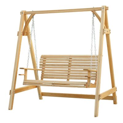 2-seater garden swing dim. 1.8L x 1.2W x 1.85H m armrests glass holders pre-oiled larch wood