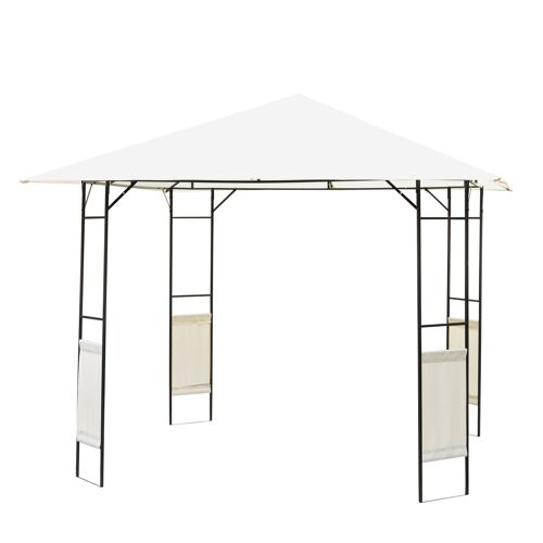 Tonnelle barnum pavillon de jardin dim. 3L x 3l x 2,6H m métal époxy toile polyester haute densité crème