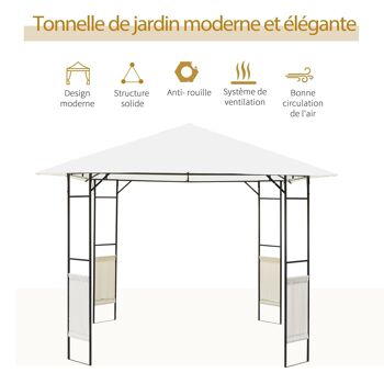 Tonnelle barnum pavillon de jardin dim. 3L x 3l x 2,6H m métal époxy toile polyester haute densité crème 4