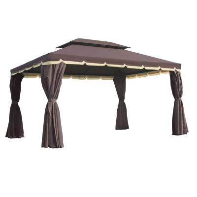 Barnum gazebo colonial style garden pavilion double canvas roof mosquito nets and removable canvases 3.9L x 2.9W x 2.8H m chocolate
