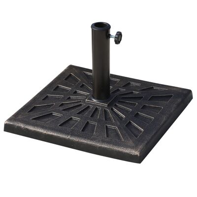 Umbrella stand square ballast base 51L x 51W x H 32 cm resin imitation cast iron net weight 15 Kg bronze