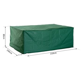 HOMCOM Housse de protection etanche pour meuble salon de jardin rectangulaire 210L x 140l x 80H cm vert 3