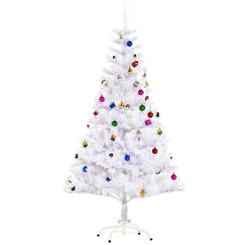 Sapin arbre de Noël artificiel blanc 150 cm 680 branches avec nombreux accessoires variés 1