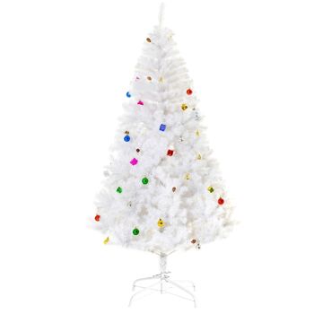 Sapin arbre de Noël artificiel blanc 180 cm 930 branches avec nombreux accessoires variés 1