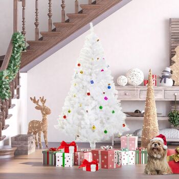 Sapin arbre de Noël artificiel blanc 180 cm 930 branches avec nombreux accessoires variés 2