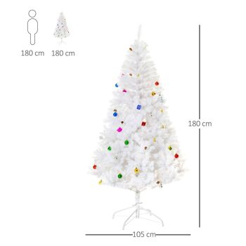 Sapin arbre de Noël artificiel blanc 180 cm 930 branches avec nombreux accessoires variés 3