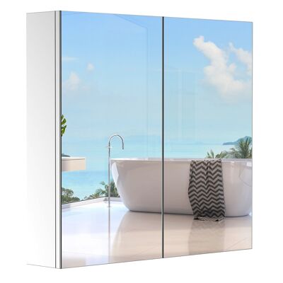 Armadietto a specchio bagno wc pensile contenitore dim.60L x 12L x 55H cm in acciaio inox.