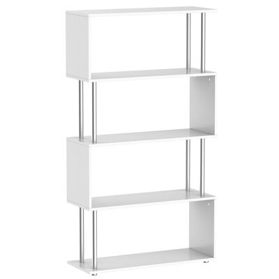 Contemporary design shelf bookcase in S 4 levels 80L x 30W x 145H cm white color