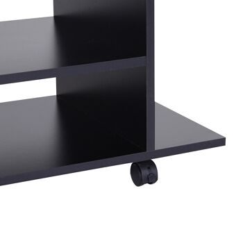 Meuble tv bas table basse a roulettes en panneaux de particules noir 5