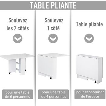 HOMCOM Table de cuisine salle a manger pliable amovible tres pratique en panneaux de particules 5