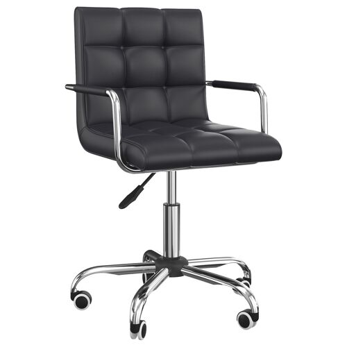 HOMCOM Chaise de bureau fauteuil manager pivotant hauteur réglable revêtement synthétique capitonné noir