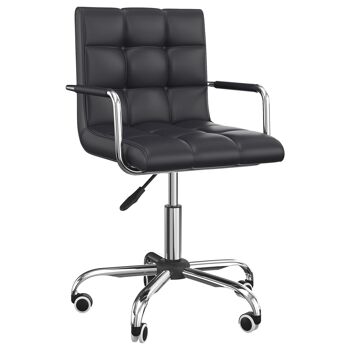 HOMCOM Chaise de bureau fauteuil manager pivotant hauteur réglable revêtement synthétique capitonné noir 1