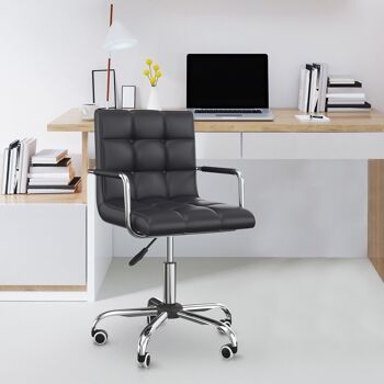 HOMCOM Chaise de bureau fauteuil manager pivotant hauteur réglable revêtement synthétique capitonné noir 2