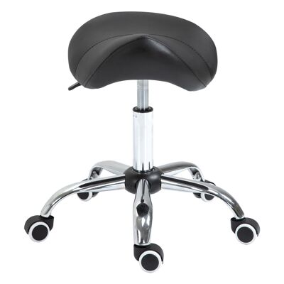 HOMCOM Taburete de masaje taburete taburete ergonómico sillín giratorio 360° regulable en altura revestimiento sintético cromo negro