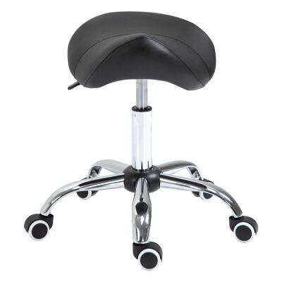 HOMCOM Massagehocker Hocker Sitzhocker Ergonomischer Sattel Drehbar 360° höhenverstellbar Kunststoffbeschichtung Schwarz Chrom