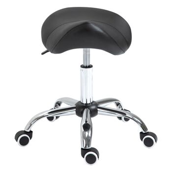 HOMCOM Tabouret de massage tabouret selle ergonomique pivotant 360° hauteur réglable revêtement synthétique noir chromé 1