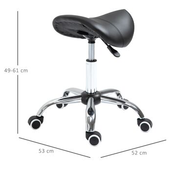 HOMCOM Tabouret de massage tabouret selle ergonomique pivotant 360° hauteur réglable revêtement synthétique noir chromé 3