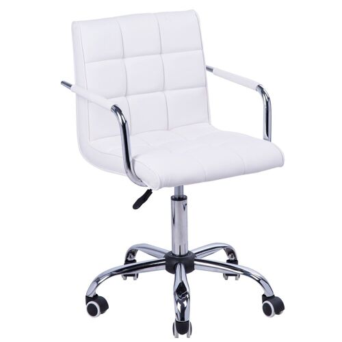 Chaise de bureau fauteuil manager pivotant hauteur réglable revêtement synthétique capitonné blanc