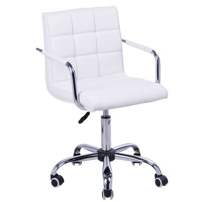 Office chair swivel manager armchair adjustable height white padded synthetic covering