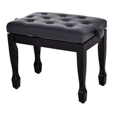 HOMCOM Piano bench stool seat height adjustable black wood synthetic coating