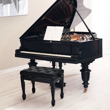 HOMCOM Banquette piano tabouret siege hauteur reglable noir bois revêtement synthétique 2