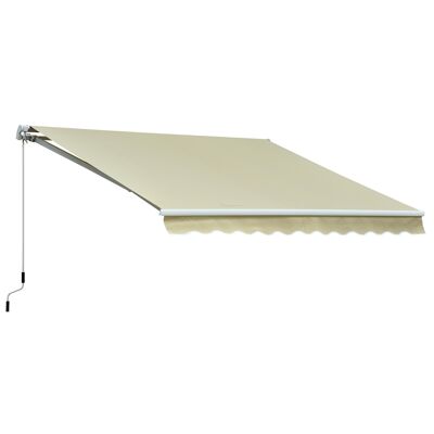 Toldo de aluminio retráctil manual. poliéster de alta densidad impermeabilizado 3,5L x 2,5l m beige