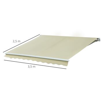 Store banne manuel rétractable alu. polyester imperméabilisé haute densité 3,5L x 2,5l m beige 3