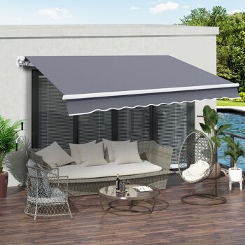 Auvent manuel de jardin terrasse store aluminium retractable 4L x 3l m gris 2