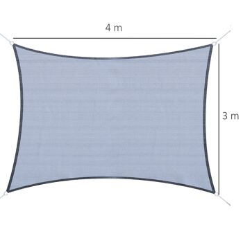 Voile d'ombrage rectangulaire anti-UV HDPE 4L x 3l m gris 3