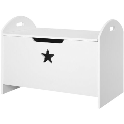 HOMCOM Coffre malle de rangement coffre à jouets dim. 62L x 40l x 46H cm MDF blanc