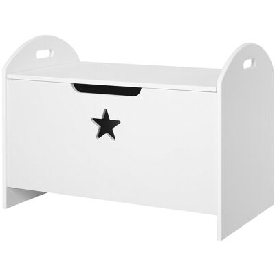 HOMCOM Chest storage trunk toy box dim. 62L x 40W x 46H cm white MDF