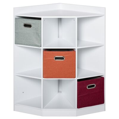 HOMCOM Corner Storage Unit Storage Unit 9 Niches 3 Drawers Non Woven MDF White