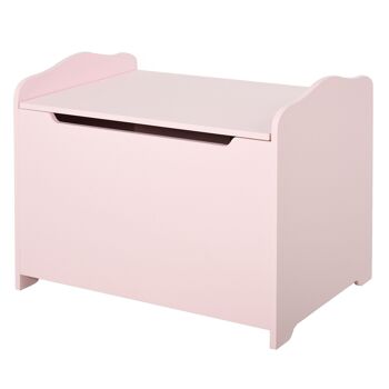 HOMCOM HOMCOM Coffre malle de rangement coffre à jouets dim. 60L x 40l x 48H cm vérin pneumatique MDF rose 1