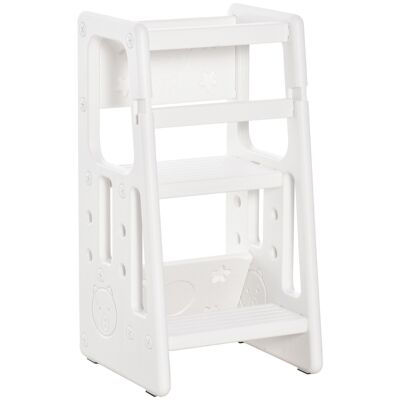 Learning tower child observation tower 18 months-5 years height adjustable 3 levels HDPE white