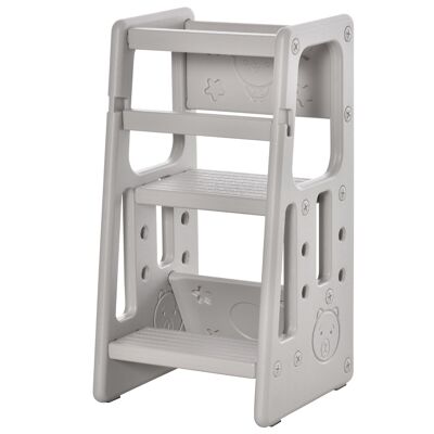 Learning tower observation tower child 18 months-5 years height adjustable 3 levels HDPE gray